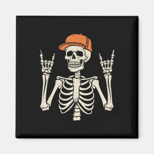 Rocker Skeleton Rock On Hand Halloween Skelett Me Magnet