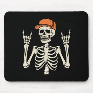 Rocker Skeleton Rock On Hand Halloween Skelett Me Mousepad