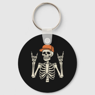 Rocker Skeleton Rock On Hand Halloween Skelett Me Schlüsselanhänger