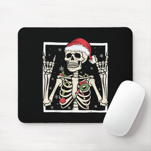 Rocker Skeleton Santa Hat Cool Christmas Punk Rock Mousepad (Mit Mouse)