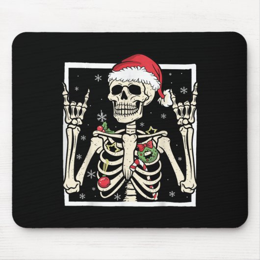 Rocker Skeleton Santa Hat Cool Christmas Punk Rock Mousepad (Vorne)