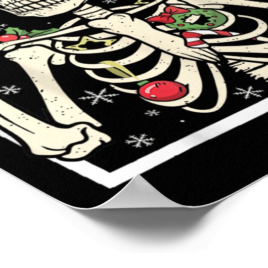 Rocker Skeleton Santa Hat Cool Christmas Punk Rock Poster (Ecke)