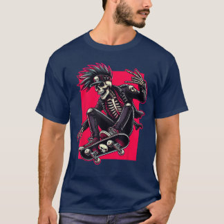 Rocker Skelett Kappe Skater Cool Halloween Punk Ro T-Shirt