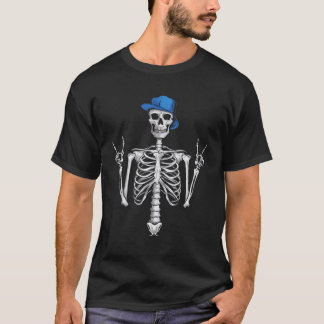 Rocker Skelett Kappe Skater Cool Halloween Punk Ro T-Shirt