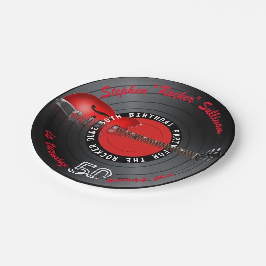 Rocker-Typ-Gitarren-Aufzeichnungs-50. Pappteller (Schrägansicht)