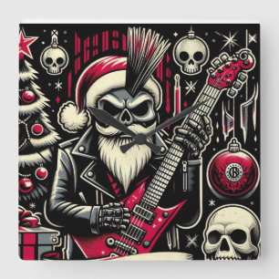 Rocker-Vater Weihnachten  Quadratische Wanduhr