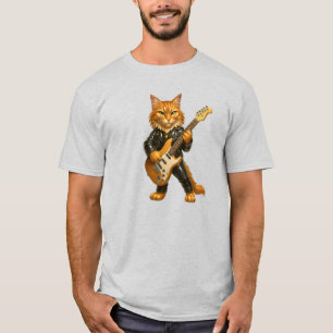 Rockerkatze spielt elektrische Gitarre. T-Shirt