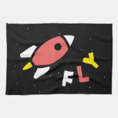 Rocket - Abstrakter Pop Rot & Gelb Art. FLY! Geschirrtuch (Horizontal)