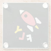 Rocket - Abstrakter Pop Rot & Gelb Art. FLY! Glasuntersetzer (Rückseite)