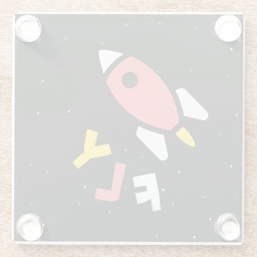 Rocket - Abstrakter Pop Rot & Gelb Art. FLY! Glasuntersetzer (Rückseite)