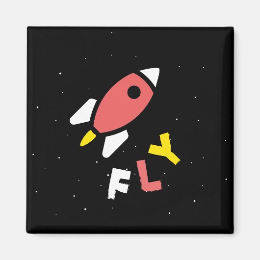 Rocket - Abstrakter Pop Rot & Gelb Art. FLY! Magnet (Vorne)