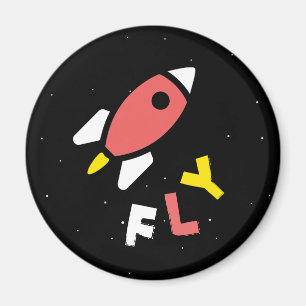 Rocket - Abstrakter Pop Rot & Gelb Art. FLY! Magnet