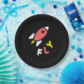 Rocket - Abstrakter Pop Rot & Gelb Art. FLY! Pappteller (Party)