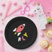 Rocket - Abstrakter Pop Rot & Gelb Art. FLY! Pappteller (Party)