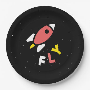 Rocket - Abstrakter Pop Rot & Gelb Art. FLY! Pappteller