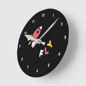 Rocket - Abstrakter Pop Rot & Gelb Art. FLY! Runde Wanduhr (Winkel)