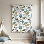 Rocket Adventure Blanket Space Gift for Newborn Fleecedecke