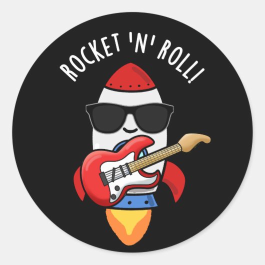 Rocket and Roll Funny Rocket Puff Dark BG Runder Aufkleber (Vorderseite)