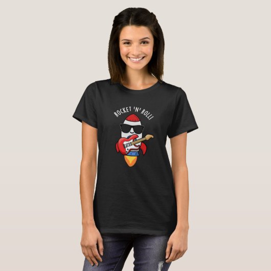 Rocket and Roll Funny Rocket Puff Dark BG T-Shirt (Vorne ganz)