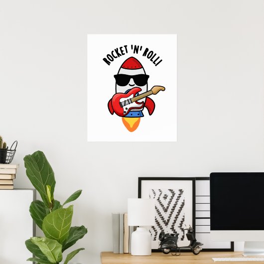 Rocket and Roll Funny Rocket Puff Poster (Heimbüro)