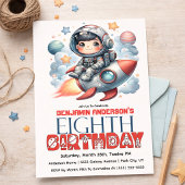 Rocket Astronaut Boy's 8th Birthday Einladung