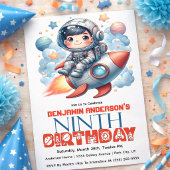 Rocket Astronaut Boy's 9th Birthday Einladung