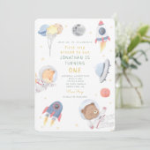 Rocket Astronaut Outer Space Geburtstag Einladung (Stehend Vorderseite)