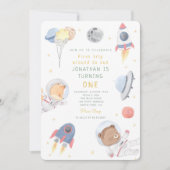 Rocket Astronaut Outer Space Geburtstag Einladung (Vorderseite)