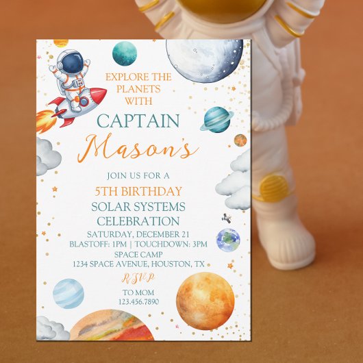Rocket Astronaut Solar System Adventure Einladung