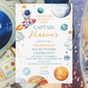 Rocket Astronaut Solar System Adventure Einladung