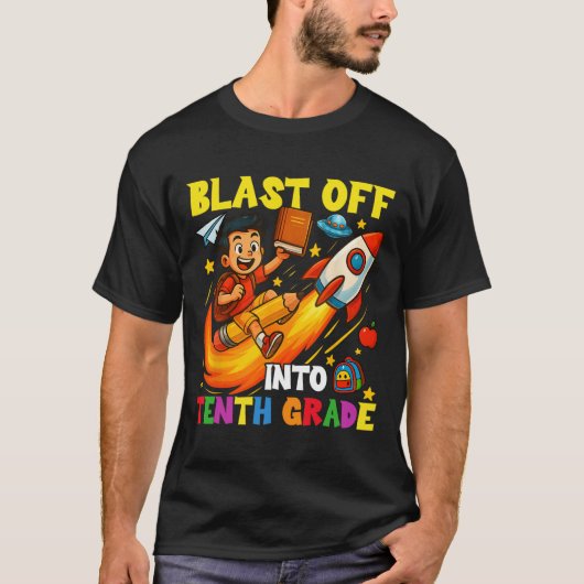Rocket Blast Off Into Sophomore Funny Back To Scho T-Shirt (Vorderseite)
