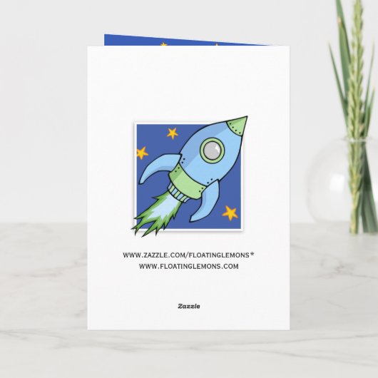 Rocket Blue Birthday Card Karte (Rückseite)