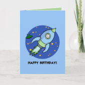 Rocket Blue Birthday Card Karte (Vorderseite)
