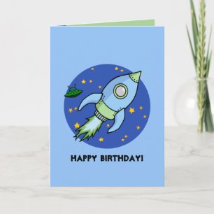 Rocket Blue Birthday Card Karte