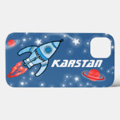 Rocket Blue Red Name harter iPhone Space Case (Rückseite (Horizontal))