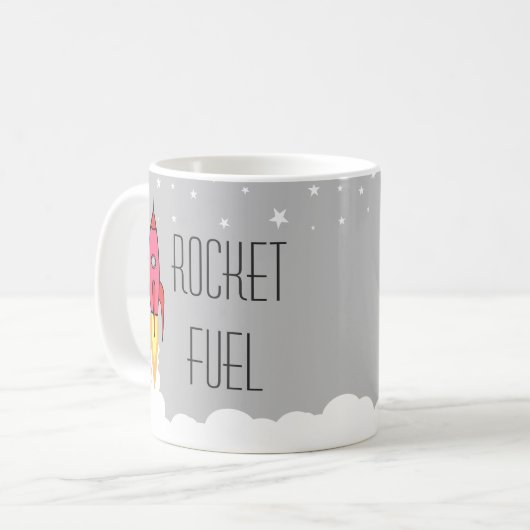 Rocket-Brennstoff-lustiger motivierend Kaffeetasse (Vorderseite Links)