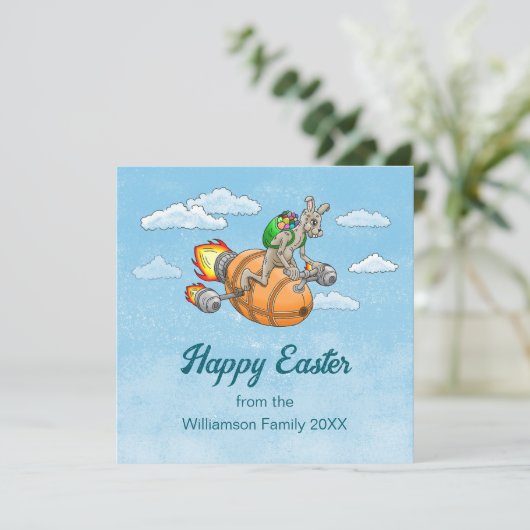 Rocket Bunny Feiertagskarte (Stehend Vorderseite)