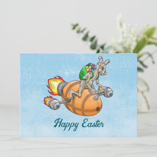 Rocket Bunny Feiertagskarte (Stehend Vorderseite)