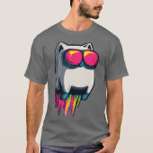 Rocket Cat Cool Futuristic Feline with Neon Goggle T-Shirt (Vorderseite)