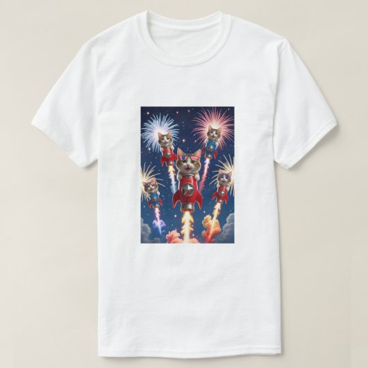 Rocket Cats - 4. Juli Cat T - Shirt (Design vorne)