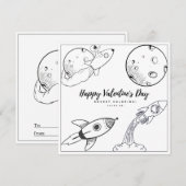 Rocket Coloring Page Kids Boy Card Valentinstag (Vorne/Hinten)