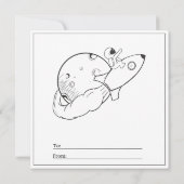 Rocket Coloring Page Kids Boy Card Valentinstag (Rückseite)