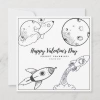 Rocket Coloring Page Kids Boy Card Valentinstag