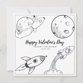 Rocket Coloring Page Kids Boy Card Valentinstag