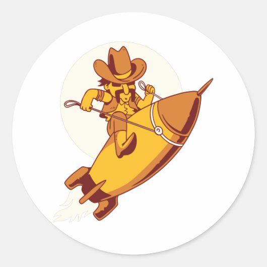 Rocket Cowboy Runder Aufkleber (Vorderseite)