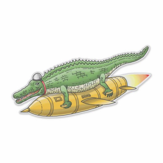 Rocket Crocodile Aufkleber (Vorderseite)