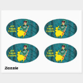 ROCKET FRAU OVALER AUFKLEBER (Blatt)