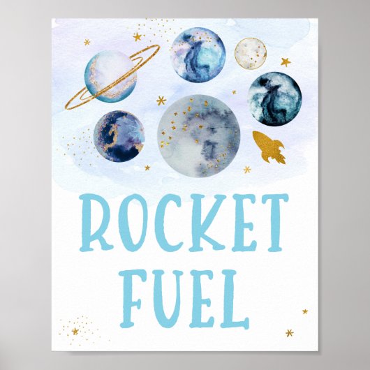 Rocket Fuel Galaxy Blue Gold Space Geburtstag Poster (Vorne)