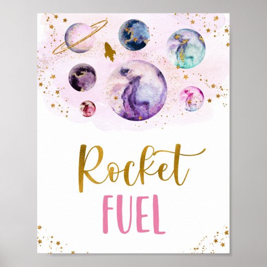 Rocket Fuel Galaxy Pink Gold Space Geburtstag Poster (Vorne)