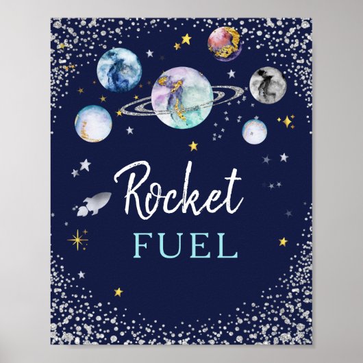 Rocket Fuel Space Galaxy Geburtstagsparty Poster (Vorne)